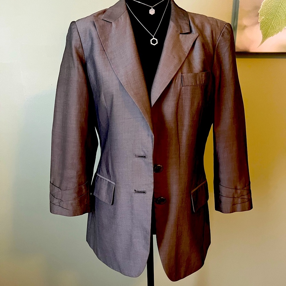 Bebe Metallic silver blazer.